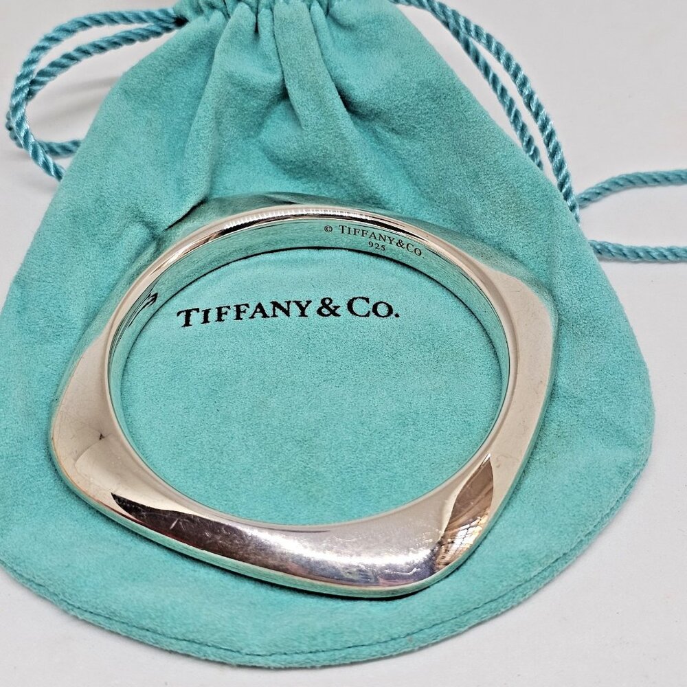 Estate Tiffany & Co. 925 Sterling Silver Square Knife Edge Bangle Bracelet